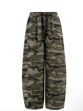 Men/Women Camouflage Wide-Leg Joggers - Green Camo
